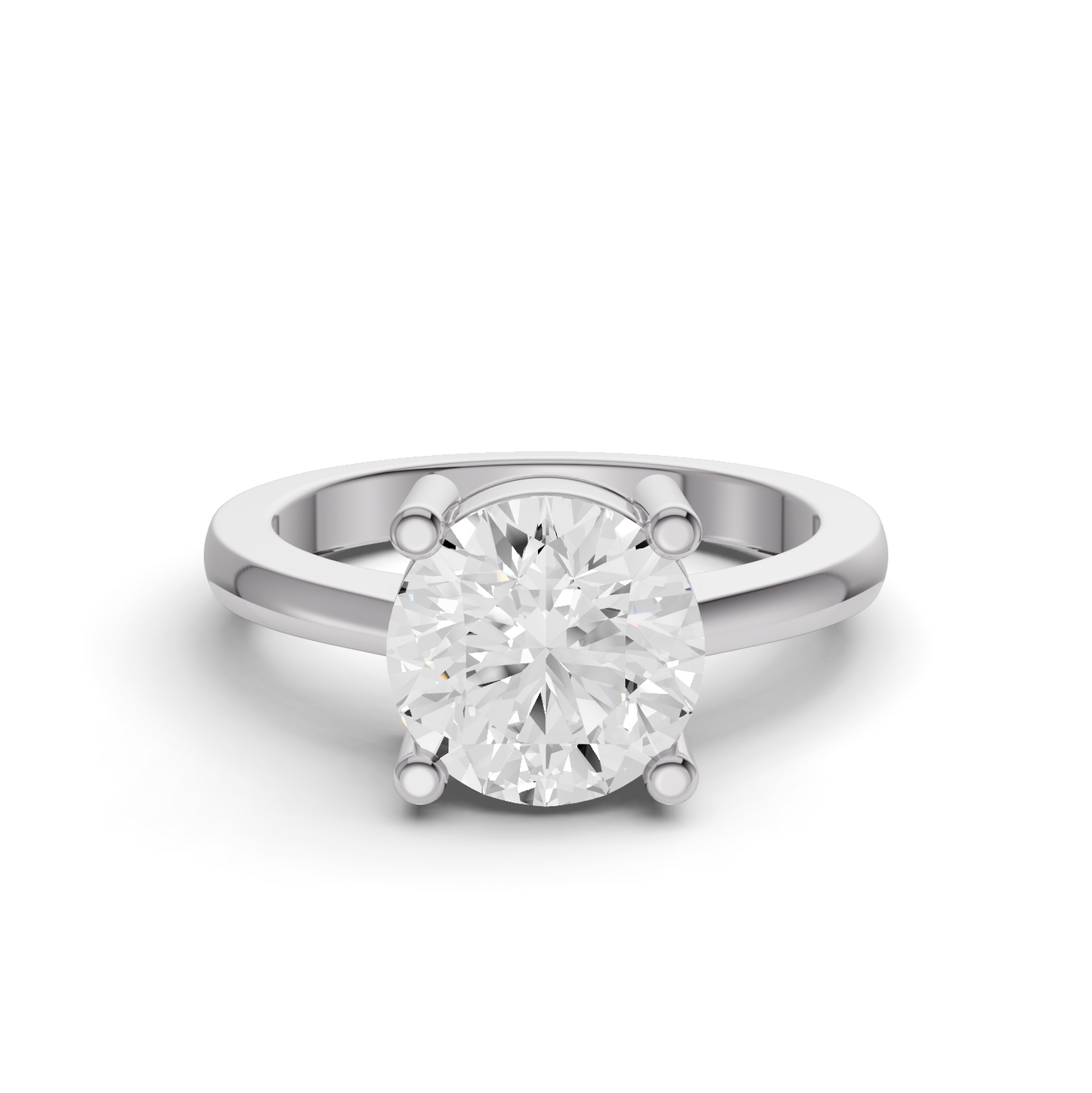Round Cut Basket Regular shank Solitaire Ring