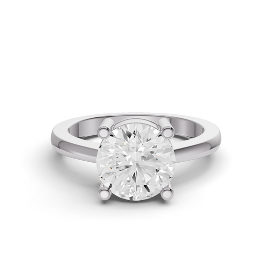 Round Cut Basket Regular shank Solitaire Ring