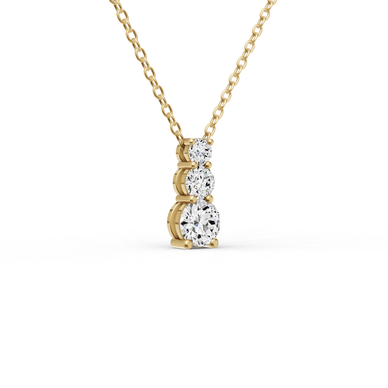 W Round Lab Grown Diamond Three Stone Snow Hidden Bail Pendant