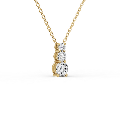 W Round Lab Grown Diamond Three Stone Snow Hidden Bail Pendant