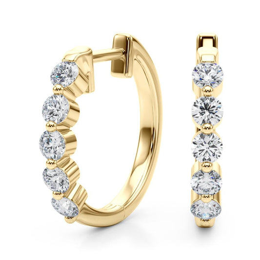 1 ct. tw. Single Shared Prong Hoop Earrings