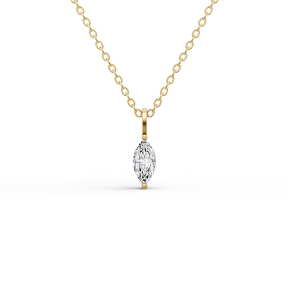 Lab Grown Marquise Shape Diamond Solitaire Pendant with Bail