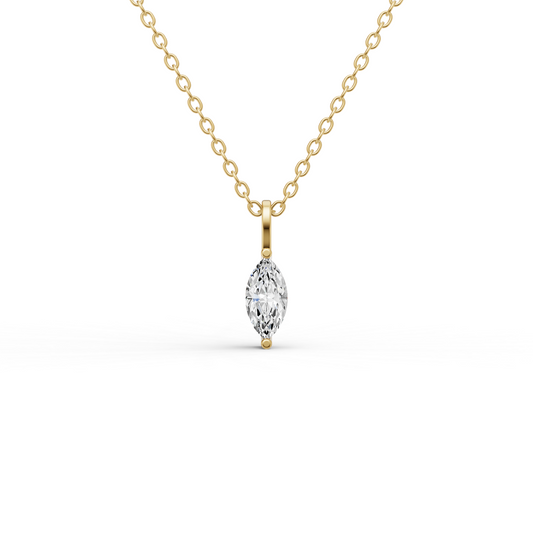 Lab Grown Marquise Shape Diamond Solitaire Pendant with Bail