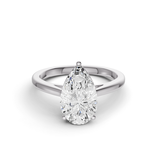 Pear Cut Basket Split shank Solitaire Ring