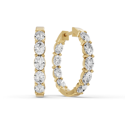W Lab Grown Oval Diamond North-South Fancy Hoop Earrings