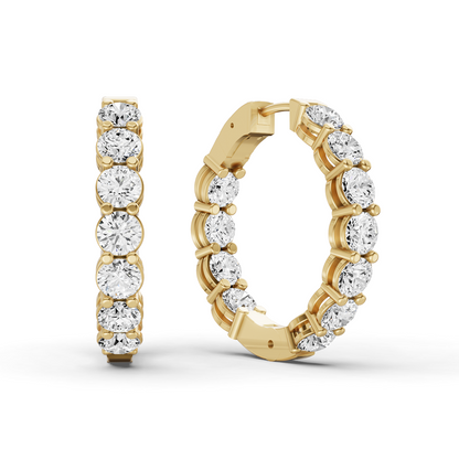 TW Lab Grown Diamond Round Shape In & Out Hoop Earrings