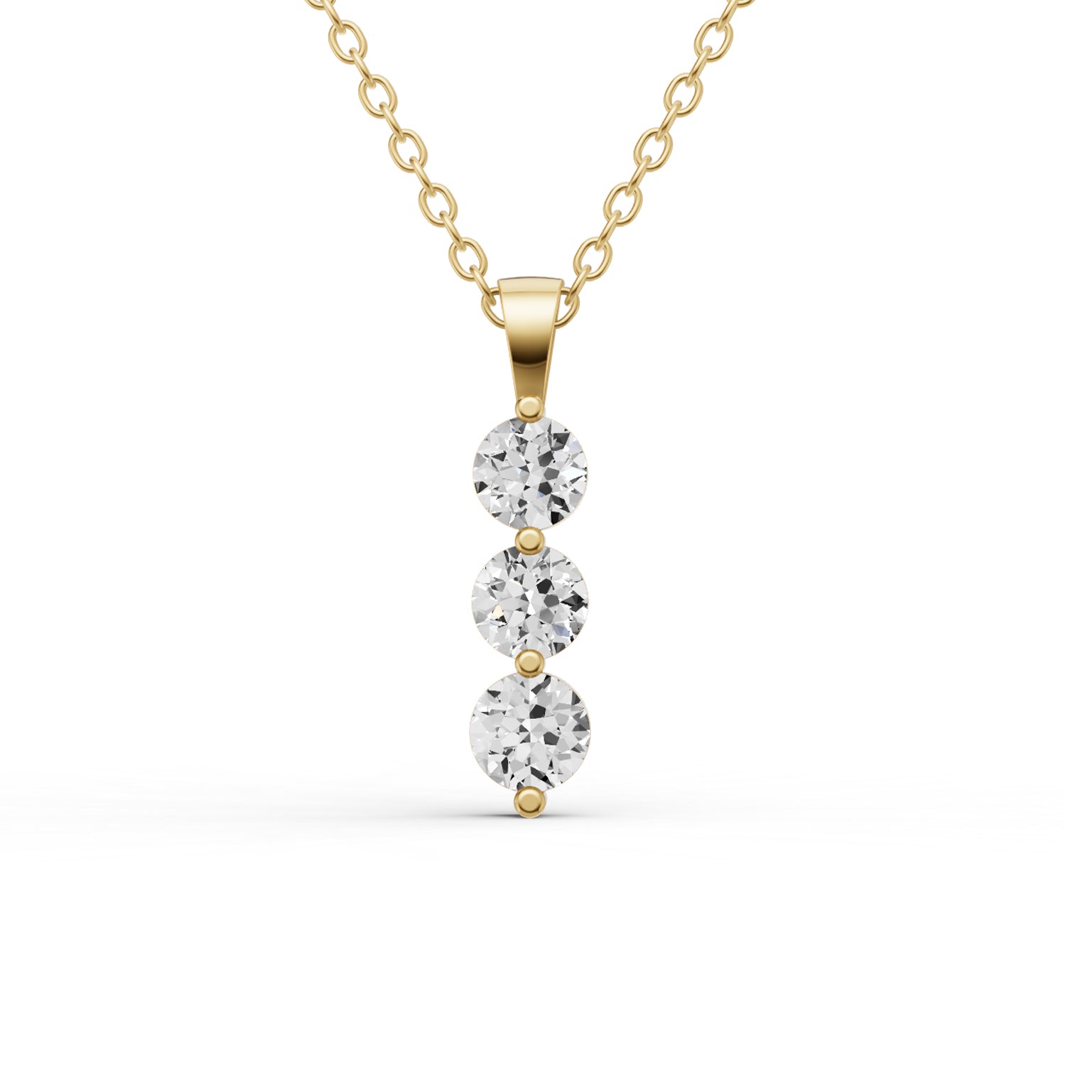 W Round Lab Grown Diamond Three Stone Snow Pendant