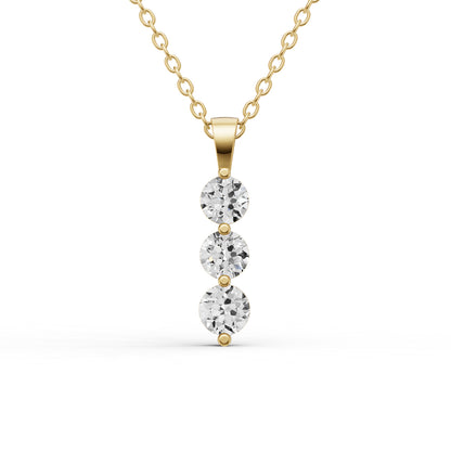 W Round Lab Grown Diamond Three Stone Snow Pendant