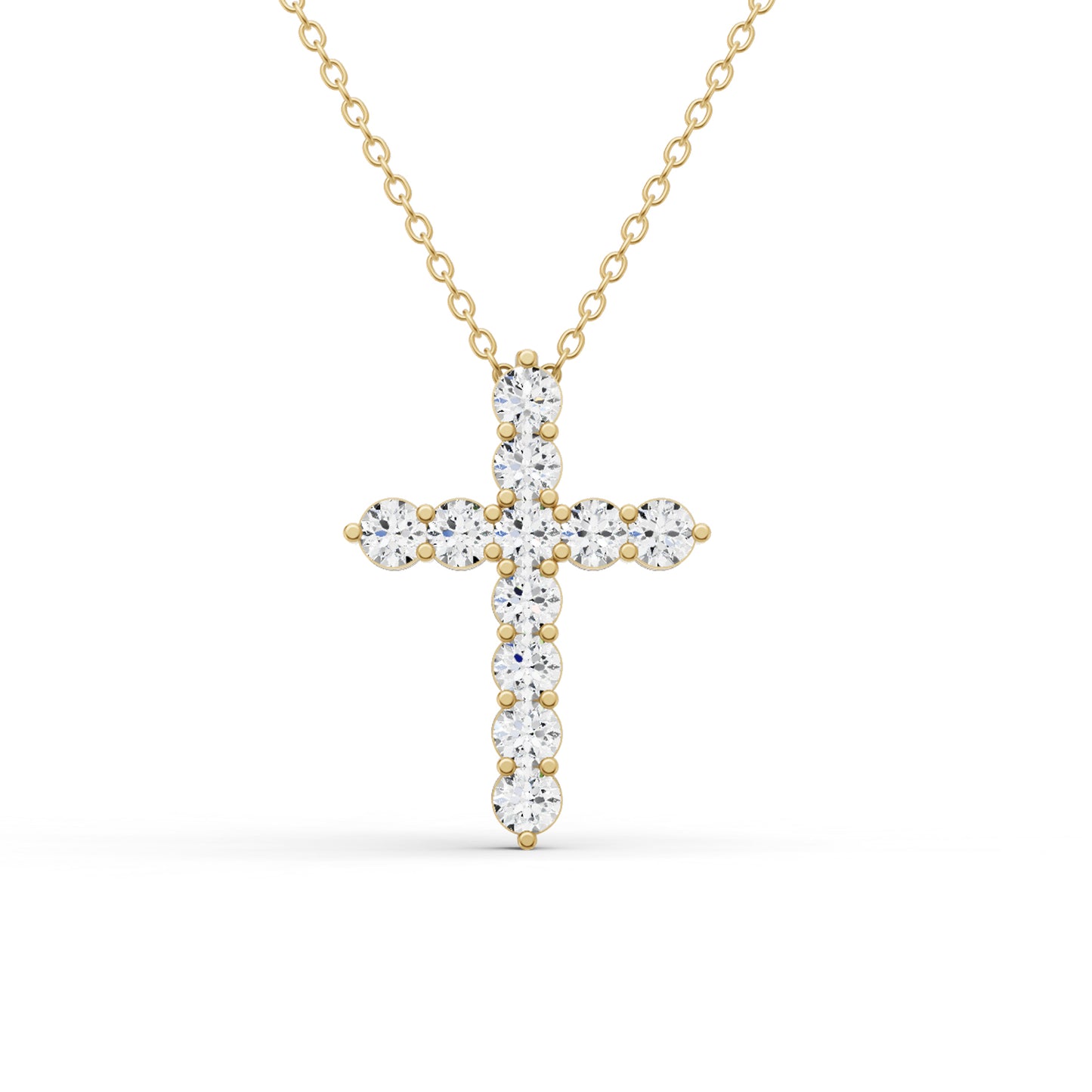 W Round Lab Grown Diamond 11 Stone Cross Pendant