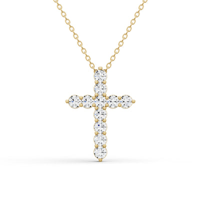 W Round Lab Grown Diamond 11 Stone Cross Pendant