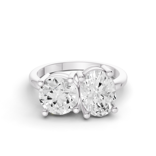 Round & Oval Shape Two Stone Ring