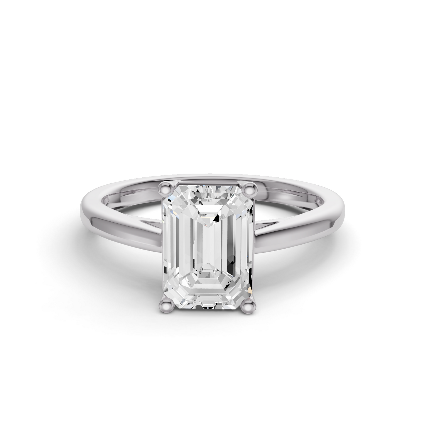 Emerald Cut Basket Split shank Solitaire Ring