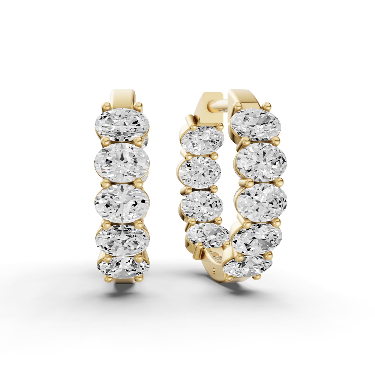 Oval Diamond East-West Fancy Hoop Earrings