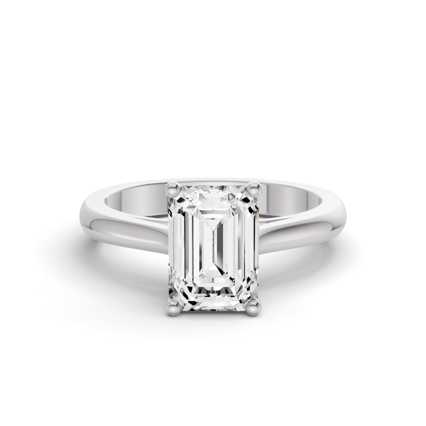 Emerald Cut Cathedral Solitaire Ring