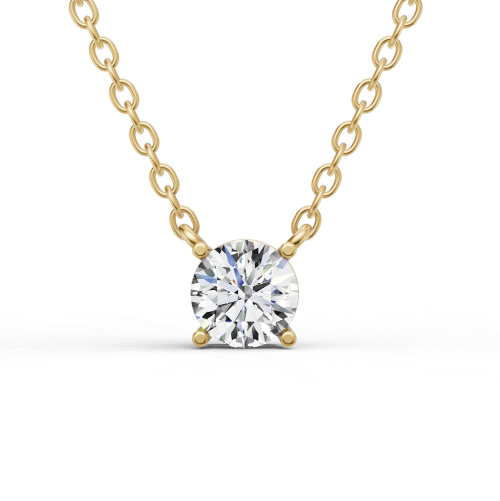 Lab Grown Floating Round Shape Diamond Solitaire Pendant