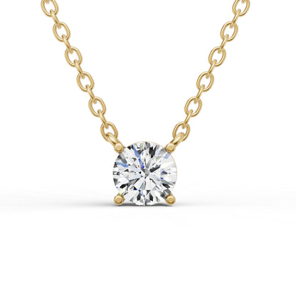 Lab Grown Floating Round Shape Diamond Solitaire Pendant