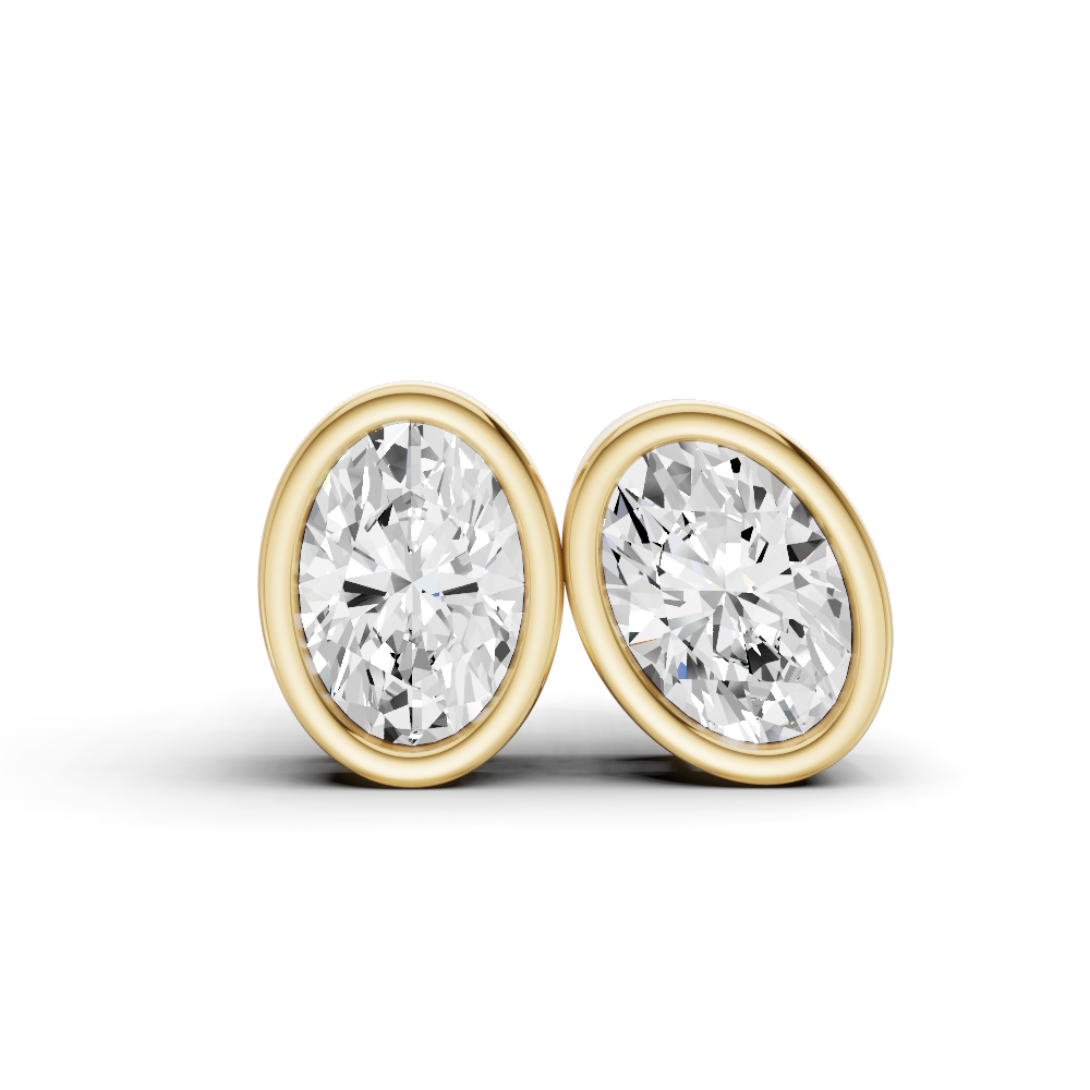 W Lab Grown Oval Shape Diamond Solitaire Earrings with Bezel Setting
