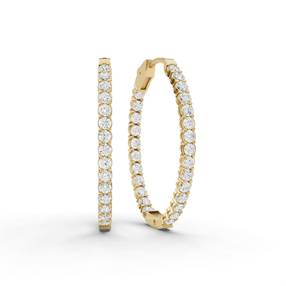 W Lab Grown Diamond Oval Shape In & Out Hoop Earrings