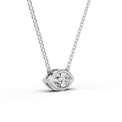Lab Grown Marquise Shape Diamond Solitaire Pendant with Bezel Setting