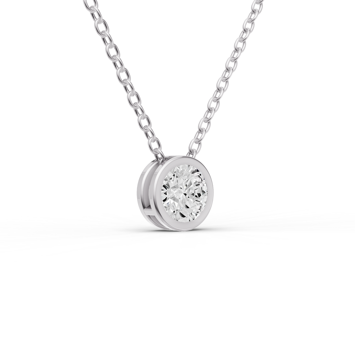 Lab Grown Round Diamond Bezel PassThru Setting Pendant