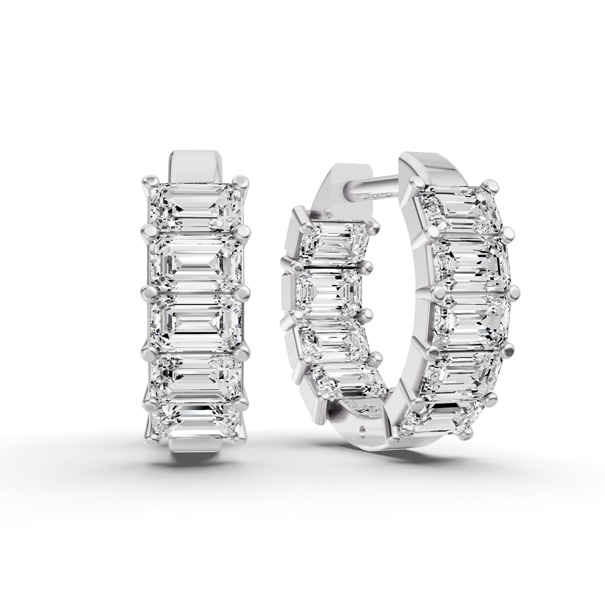 Emerald Diamond East-West Fancy Hoop Earrings