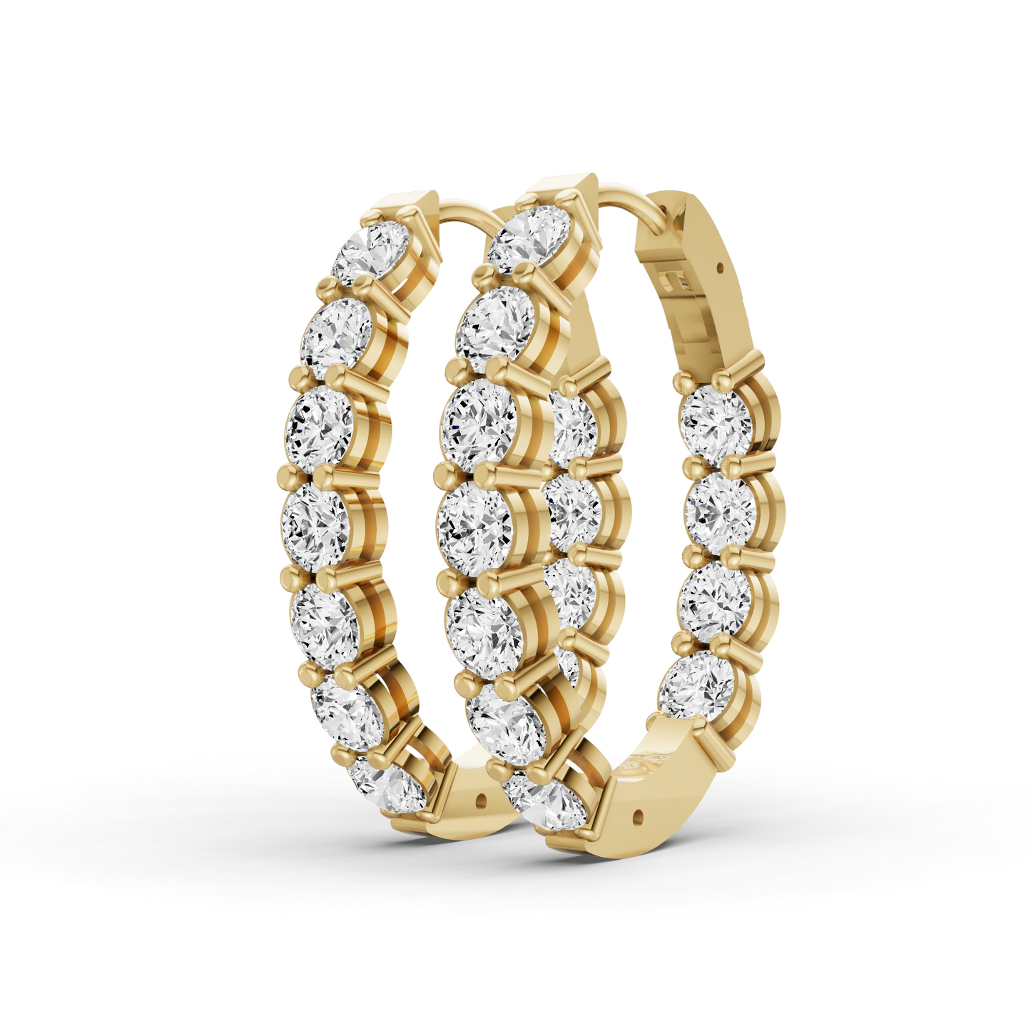 TW Lab Grown Diamond Oval Shape In & Out Hoop Earrings