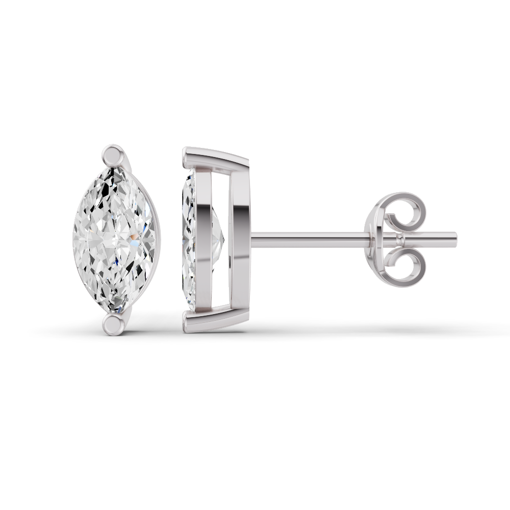 W Lab Grown Marquise Shape Diamond Solitaire Earrings with Prong Setting