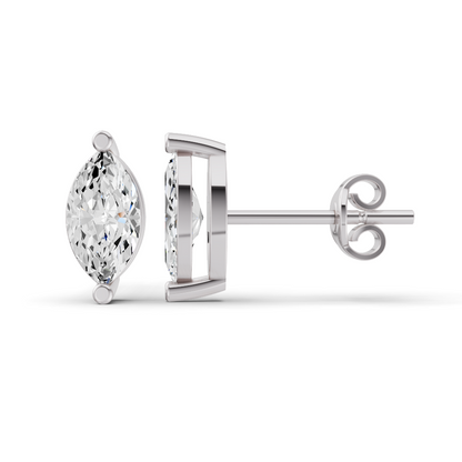 W Lab Grown Marquise Shape Diamond Solitaire Earrings with Prong Setting