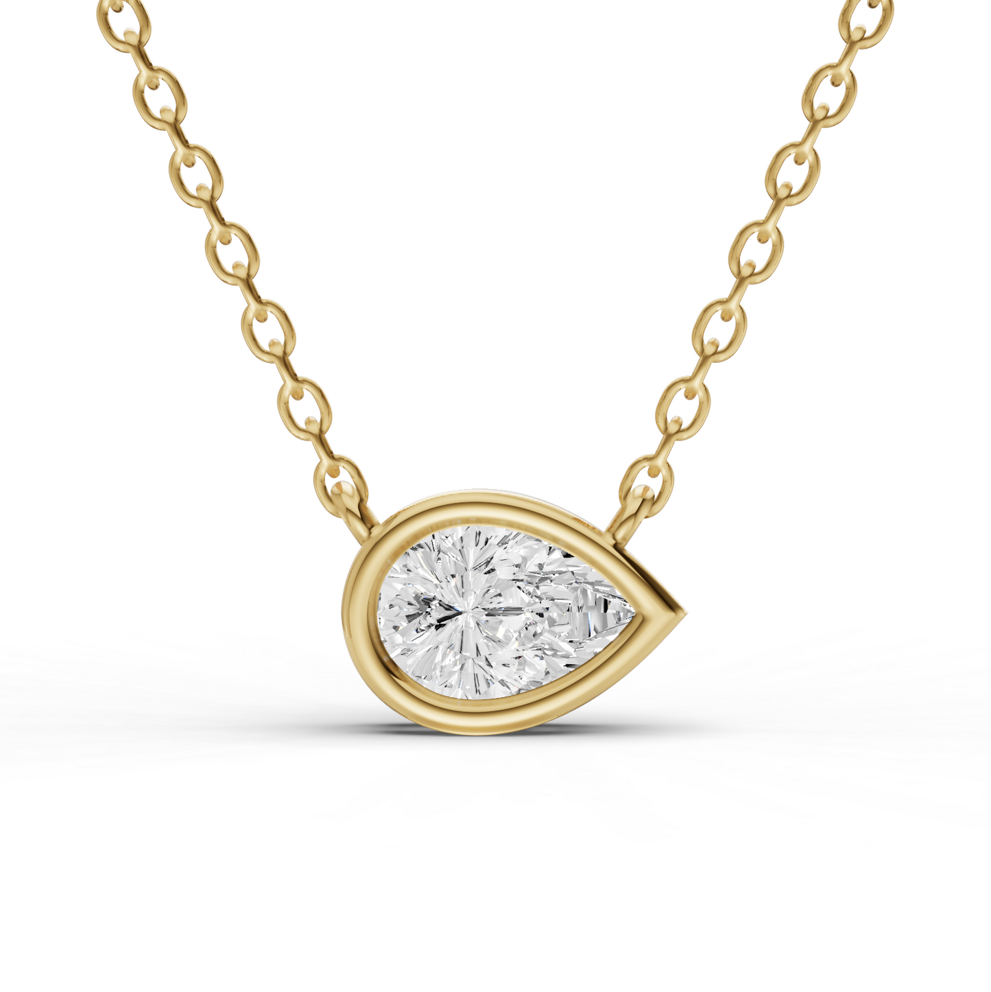 Lab Grown Pear Shape Diamond Solitaire Pendant with Bezel Setting
