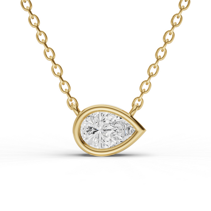 Lab Grown Pear Shape Diamond Solitaire Pendant with Bezel Setting
