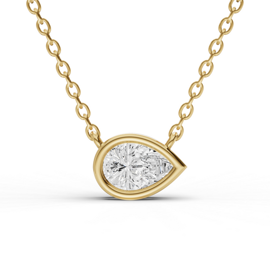 Lab Grown Pear Shape Diamond Solitaire Pendant with Bezel Setting