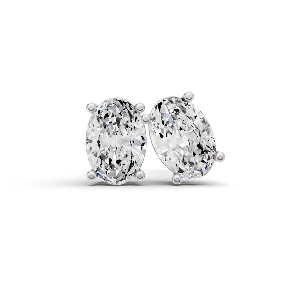 W Lab Grown Oval Shape Diamond Solitaire Earrings with Prong Setting