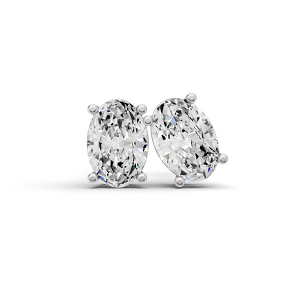 W Lab Grown Oval Shape Diamond Solitaire Earrings with Prong Setting