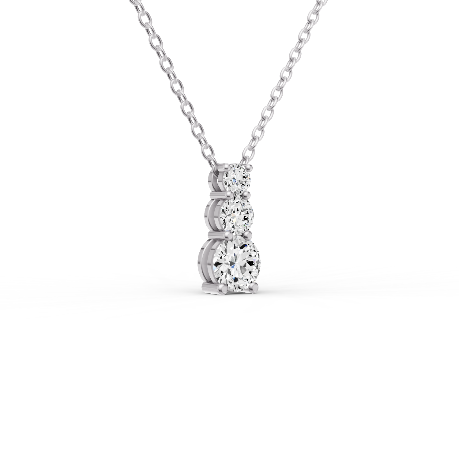 W Round Lab Grown Diamond Three Stone Snow Hidden Bail Pendant