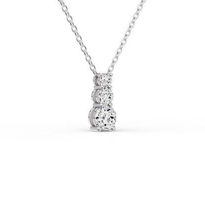 W Round Lab Grown Diamond Three Stone Snow Hidden Bail Pendant