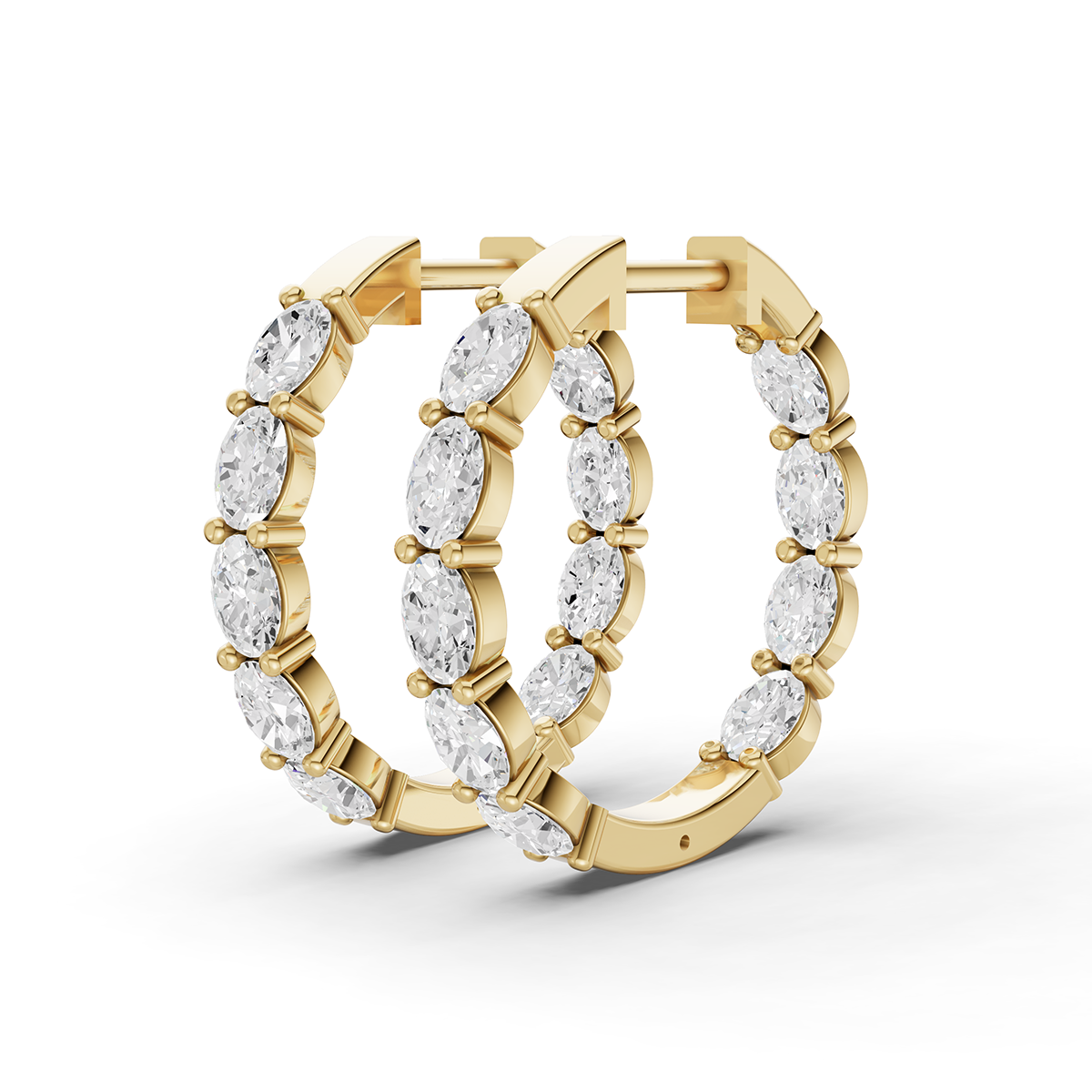 W Lab Grown Oval Diamond North-South Fancy Hoop Earrings