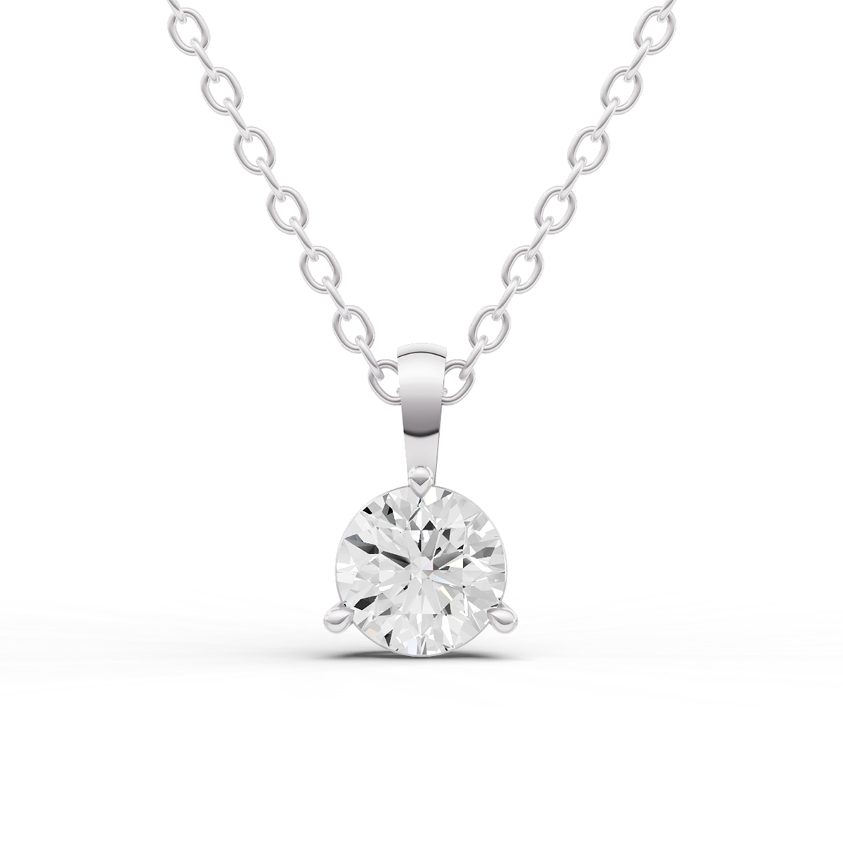 3 Prong Martini Lab Grown Diamond Solitaire Pendant