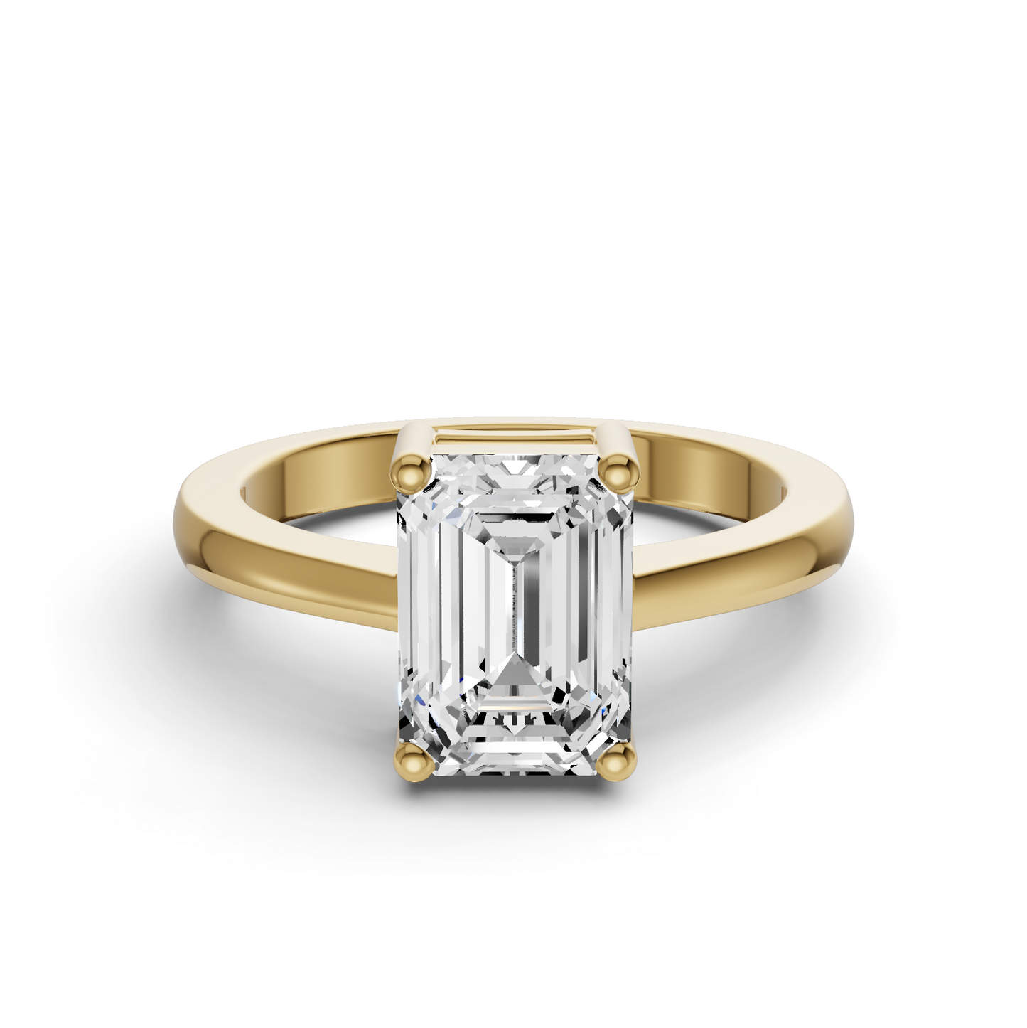 Emerald Cut Basket Regular shank Solitaire Ring