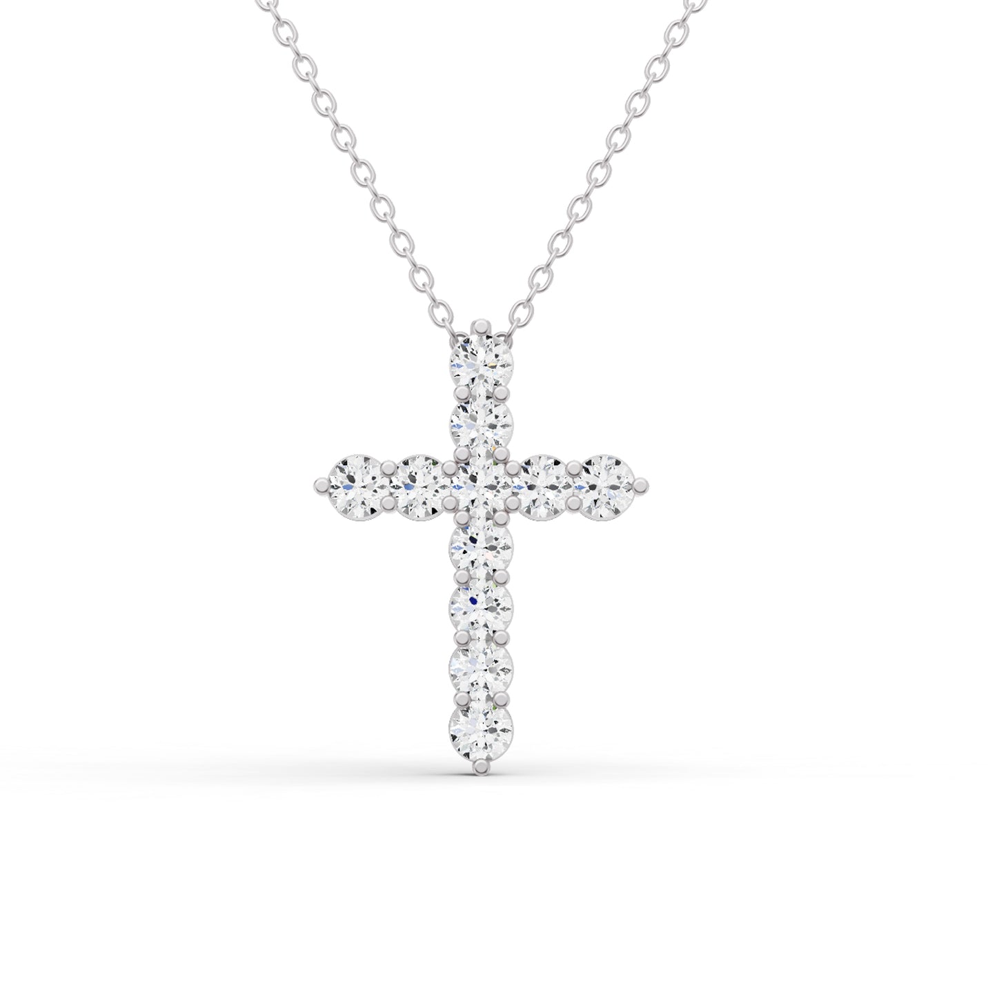 W Round Lab Grown Diamond 11 Stone Cross Pendant
