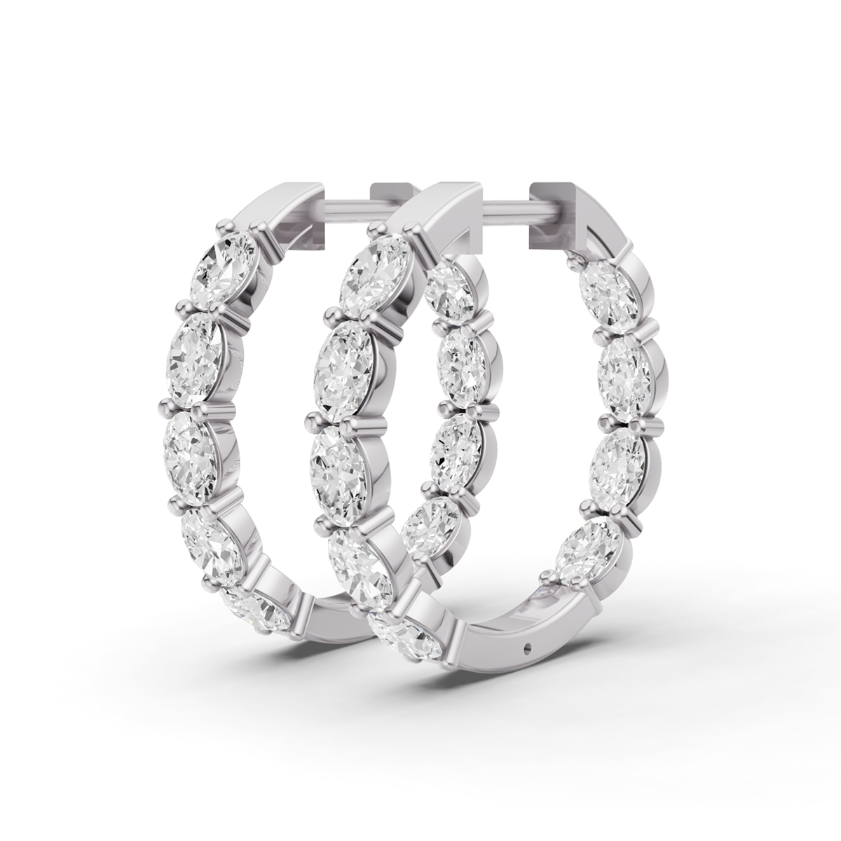W Lab Grown Oval Diamond North-South Fancy Hoop Earrings