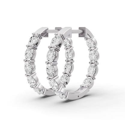 W Lab Grown Oval Diamond North-South Fancy Hoop Earrings