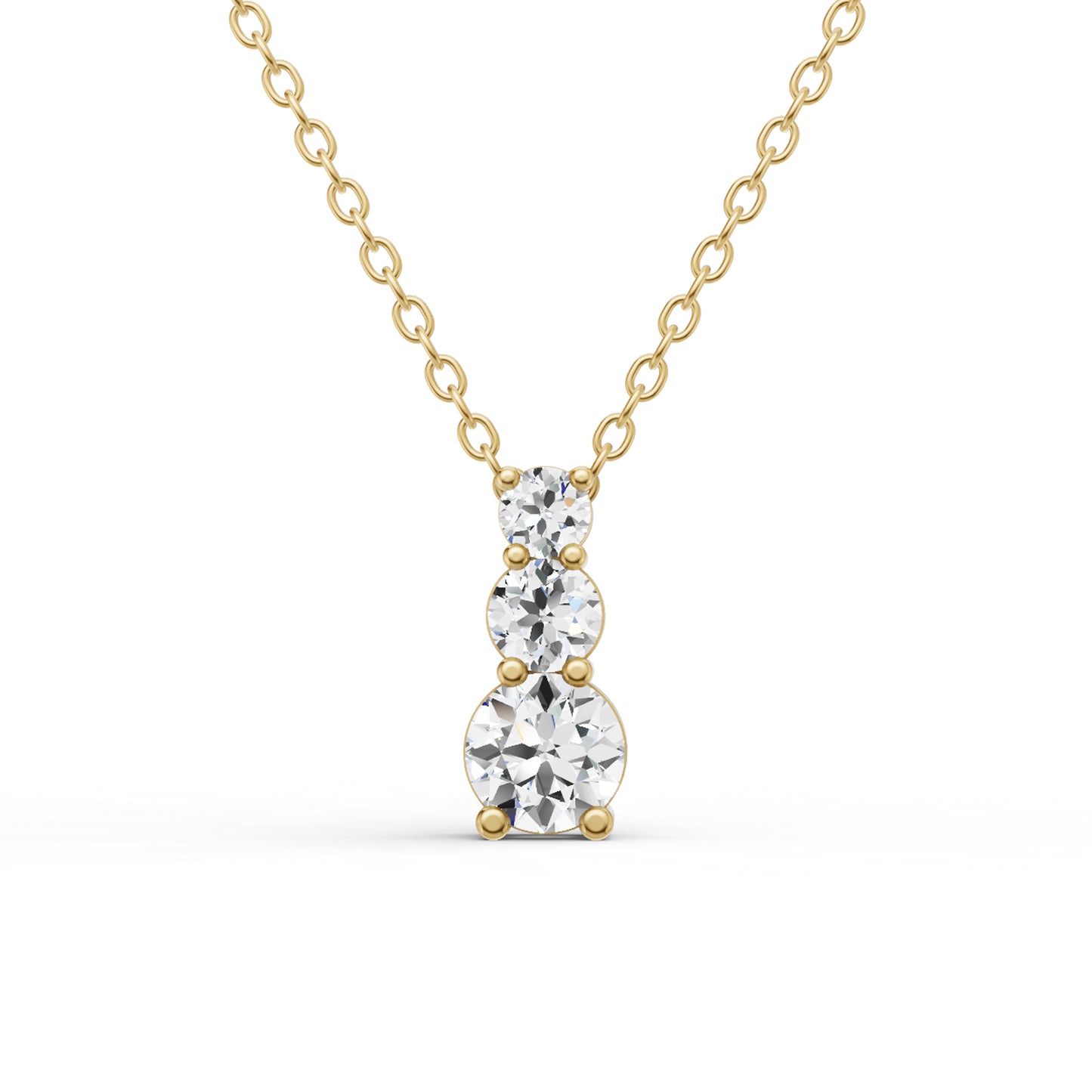 W Round Lab Grown Diamond Three Stone Snow Hidden Bail Pendant