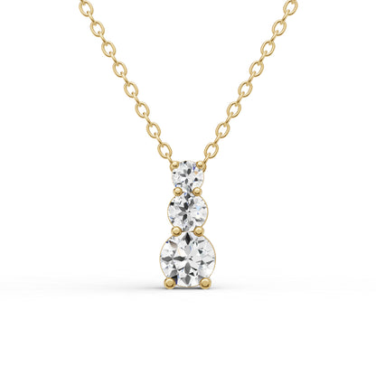 W Round Lab Grown Diamond Three Stone Snow Hidden Bail Pendant