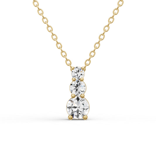 W Round Lab Grown Diamond Three Stone Snow Hidden Bail Pendant