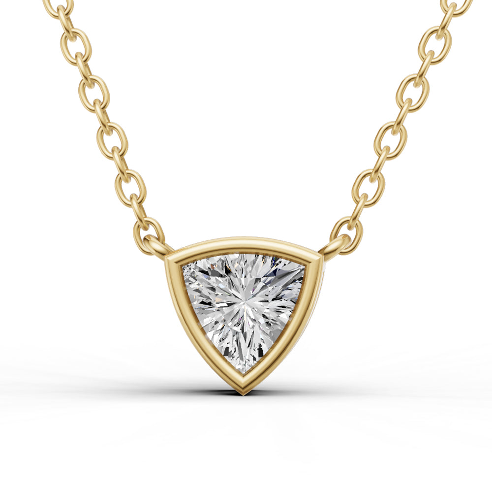 Lab Grown Trillion Shape Diamond Solitaire Pendant with Bezel Setting
