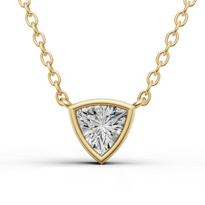 Lab Grown Trillion Shape Diamond Solitaire Pendant with Bezel Setting