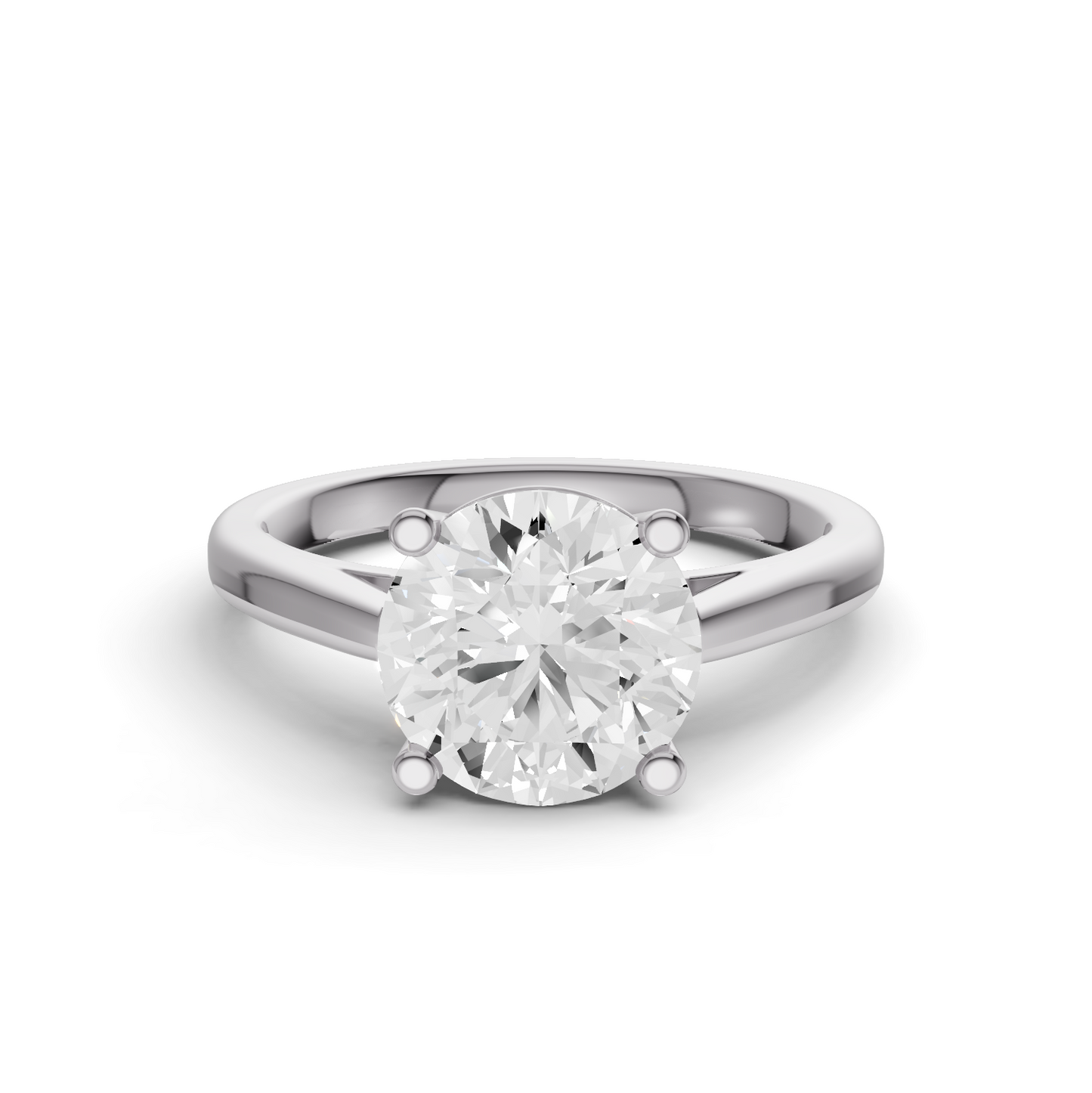 Round Cut Basket Split shank Solitaire Ring