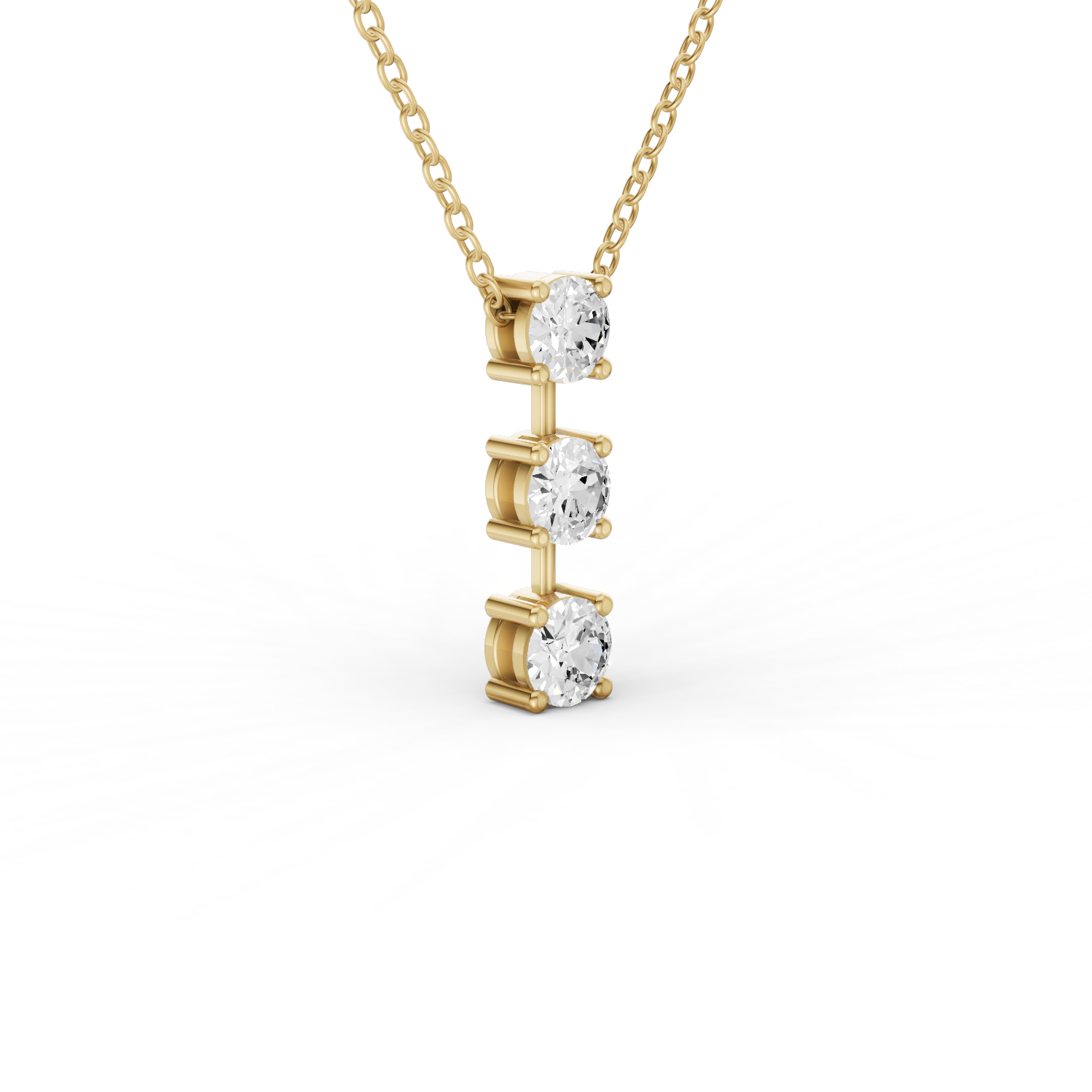 W Round Lab Grown Diamond Three Stone Bar Pendant
