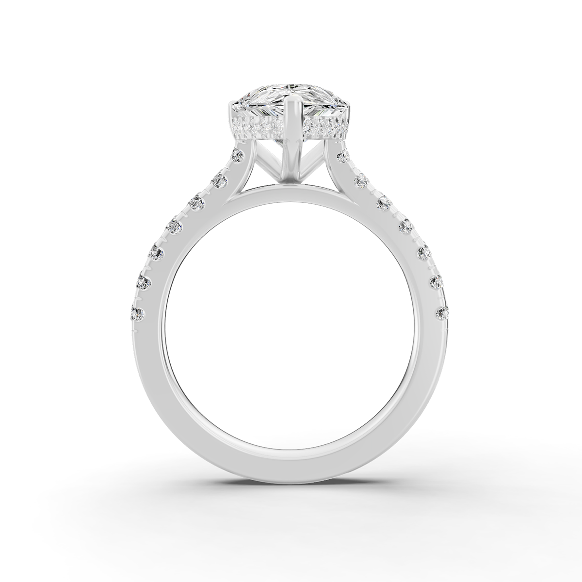 Bridal Cathedral Hidden Halo Dia on Shank PG45 - Center Pear Cut