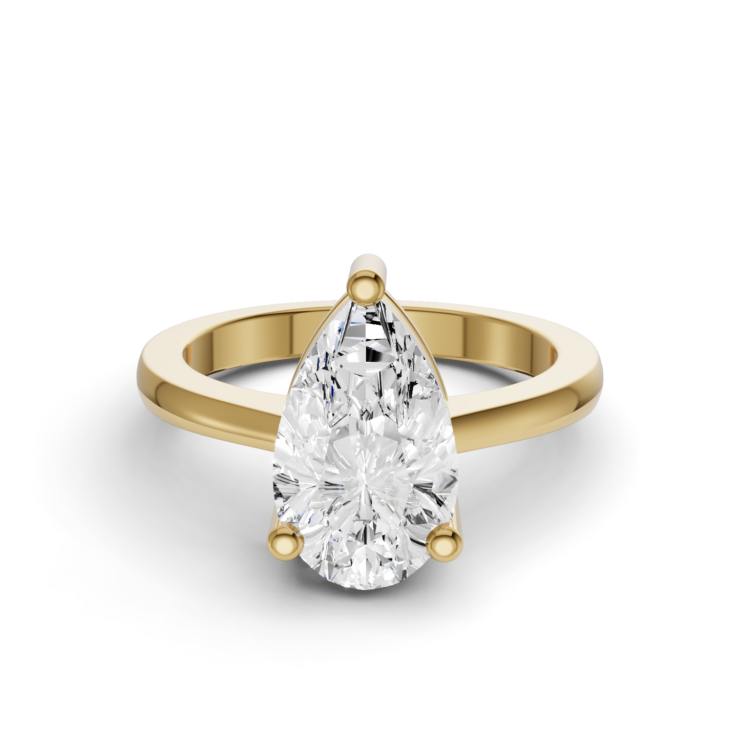 Pear Cut Basket Regular shank Solitaire Ring